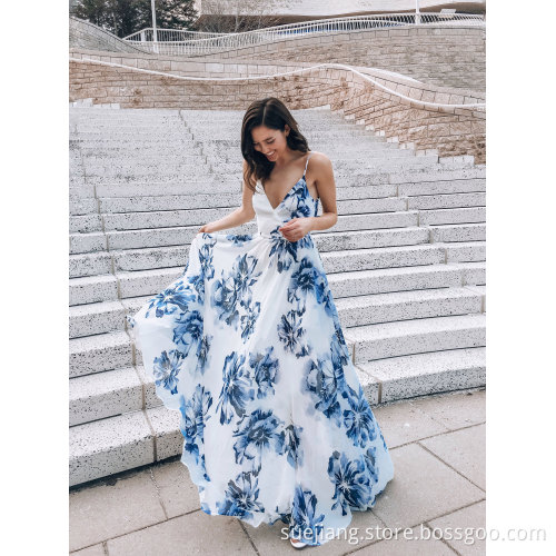 Women Sling Print Long Dress